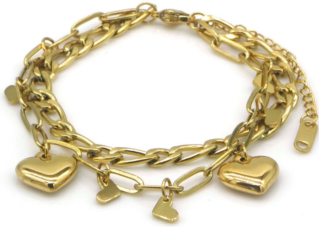 C-F16.1 B2567-051G S.Pulsera de acero con corazones en capas (16-21 cm)