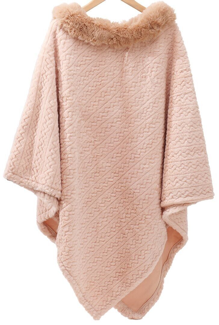 Z-F3.2 SCARF1005-001-3 Poncho de 90 cm de piel sintética marrón claro