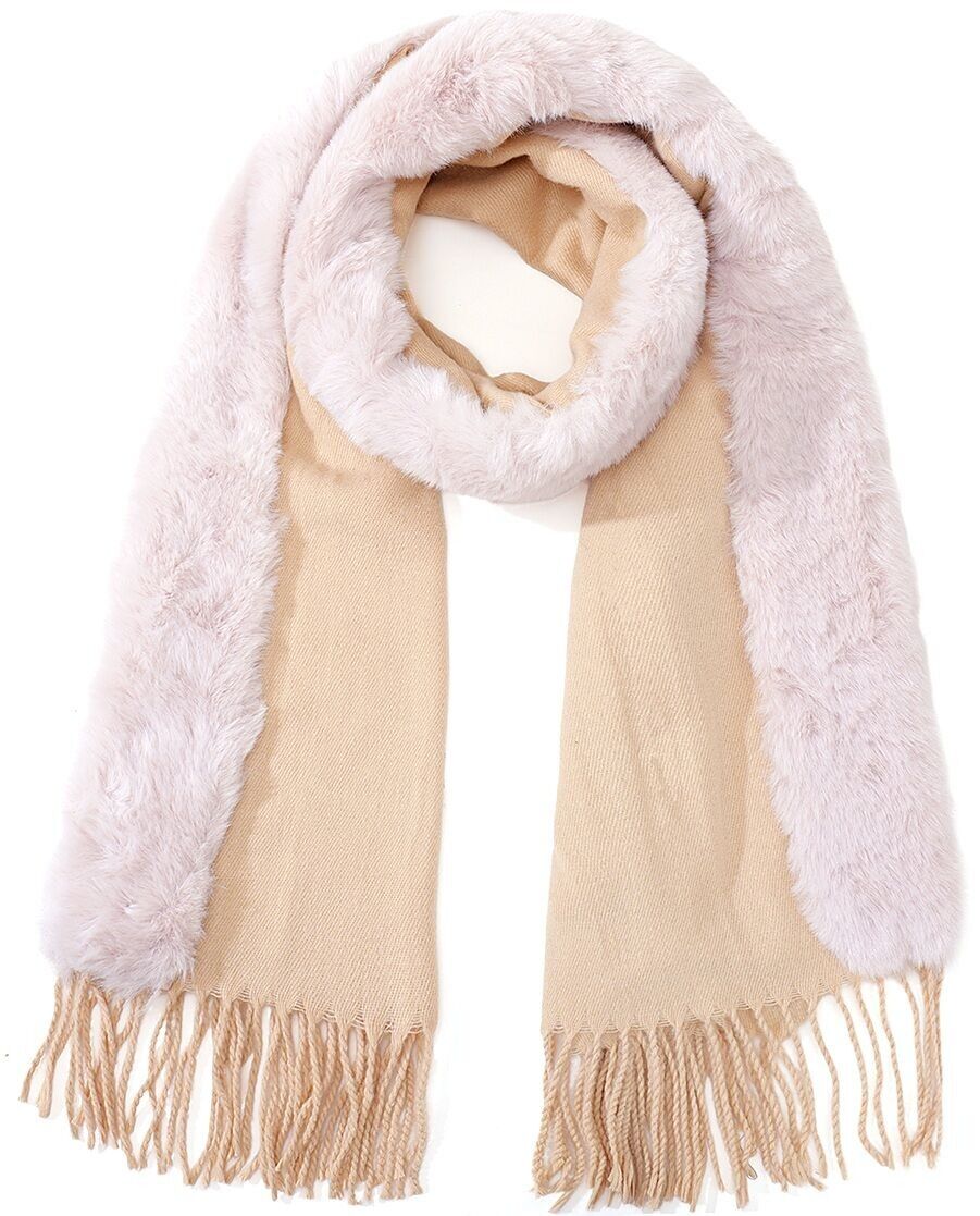 T-E2.1 SCARF1005-002-1 Sciarpa in pelliccia sintetica 180x72cm Beige