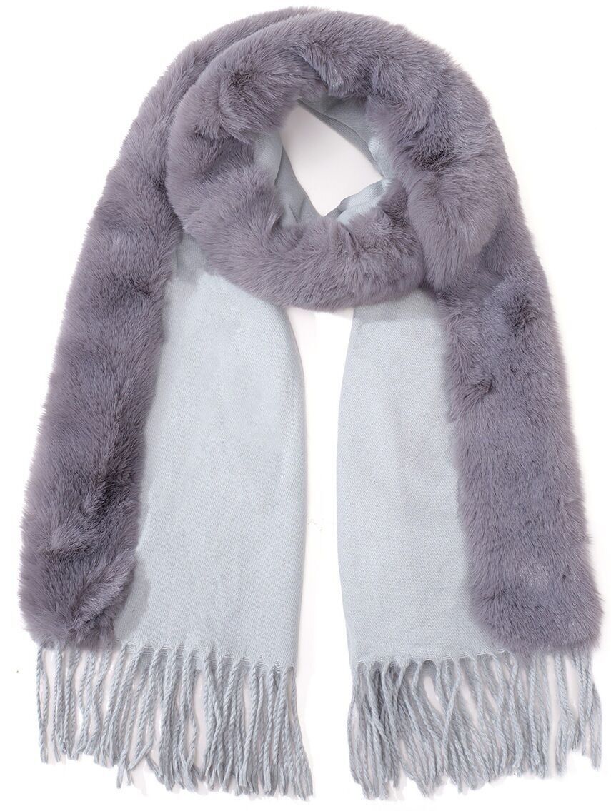 T-H3.1 SCARF1005-002-3 Sciarpa in pelliccia sintetica 180x72cm Grigio