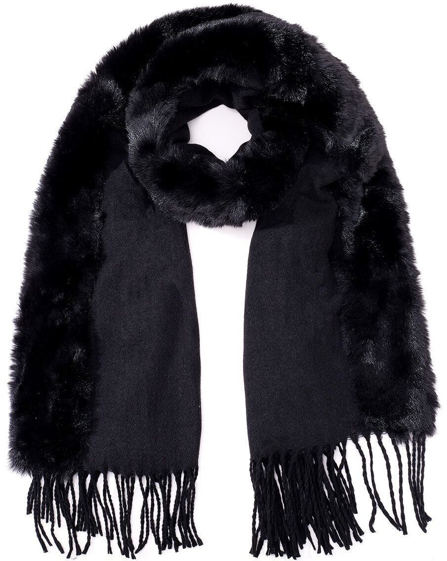 T-J6.1 SCARF1005-002-2 Sciarpa in pelliccia sintetica 180x72cm Nero