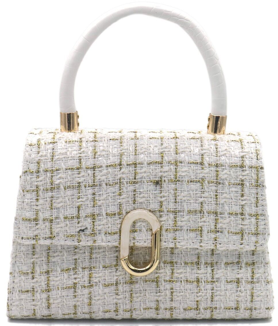 Q-G7.2 BAG1020-001-2 Bolsa de PU con Tela 21x16x8cm Blanco