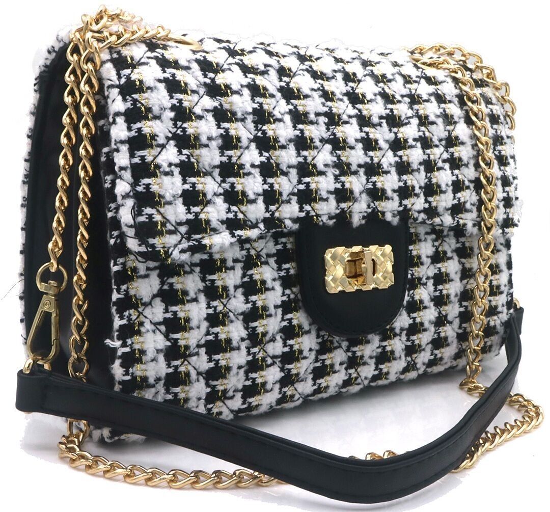 T-K3.2 BAG1020-002-1 Bolsa de PU con tela 22.5x16x9.5 cm Blanco y negro