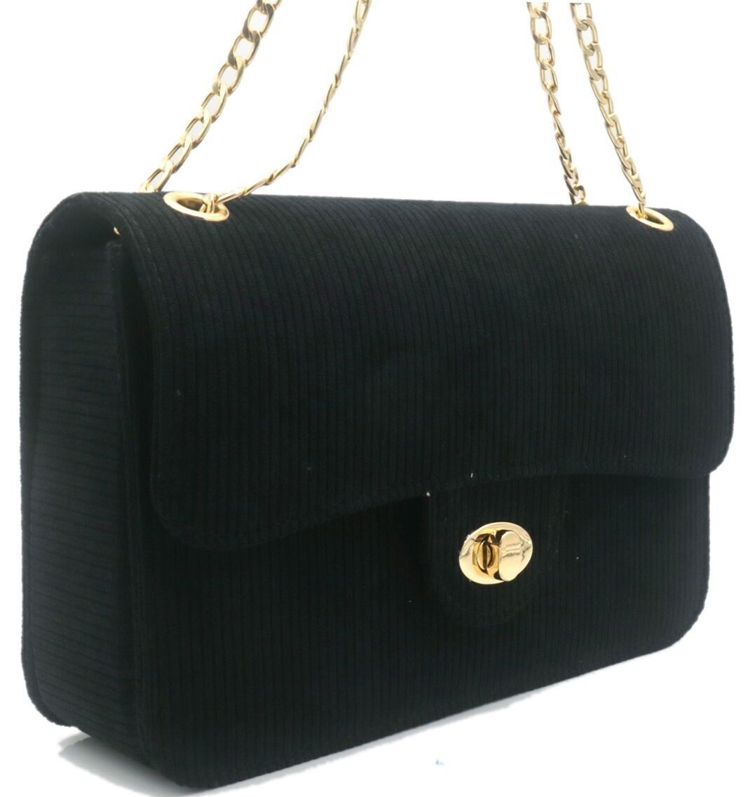 R-P4.2 BAG1020-003-2 Bolsa de PU con tejido acanalado 27x17x7.5 cm negro