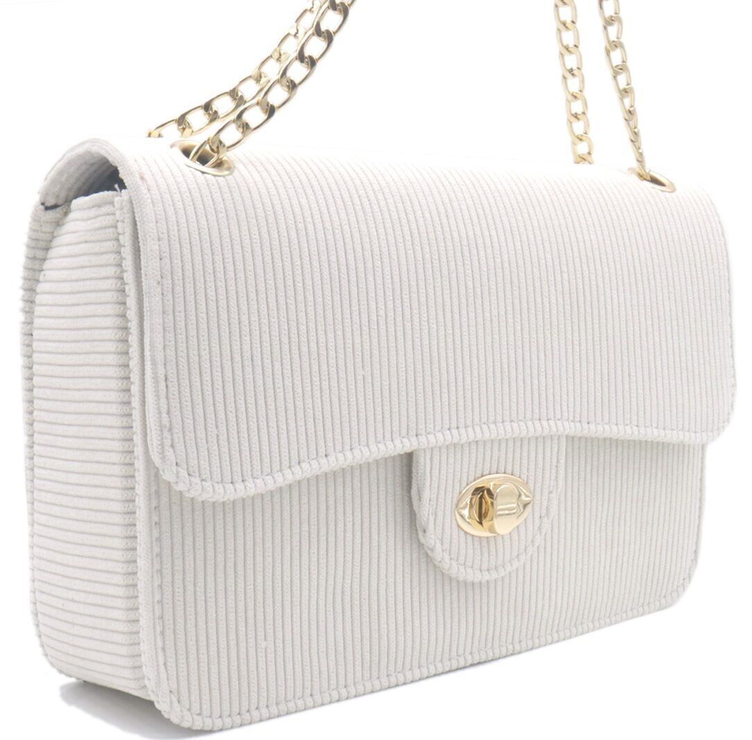 R-P3.2 BAG1020-003-3 Bolsa de PU con tejido acanalado 27x17x7.5 cm blanco