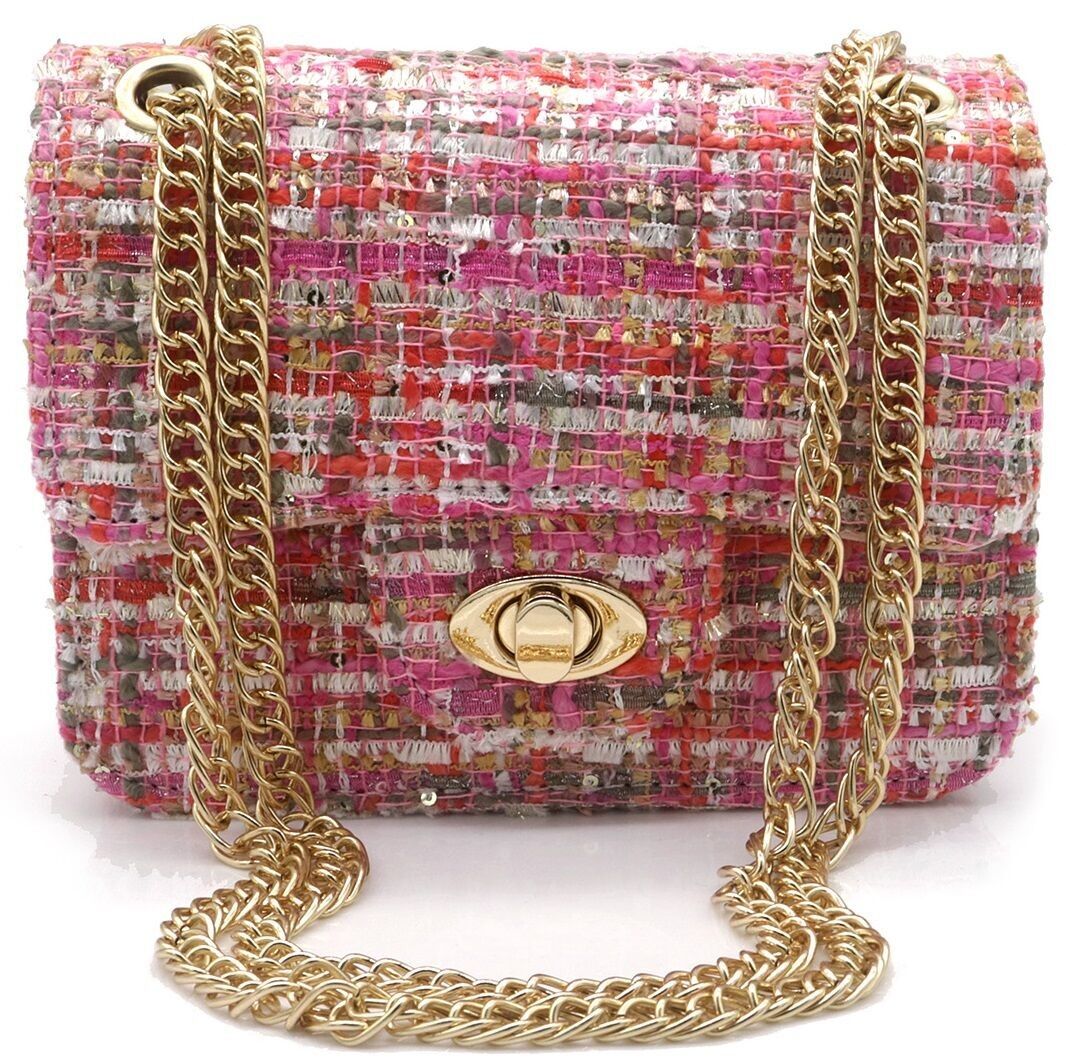 Q-C4.1 BAG911-002-3 Pu-Tasche mit Stoff 18.5x13.5x7cm Rosa