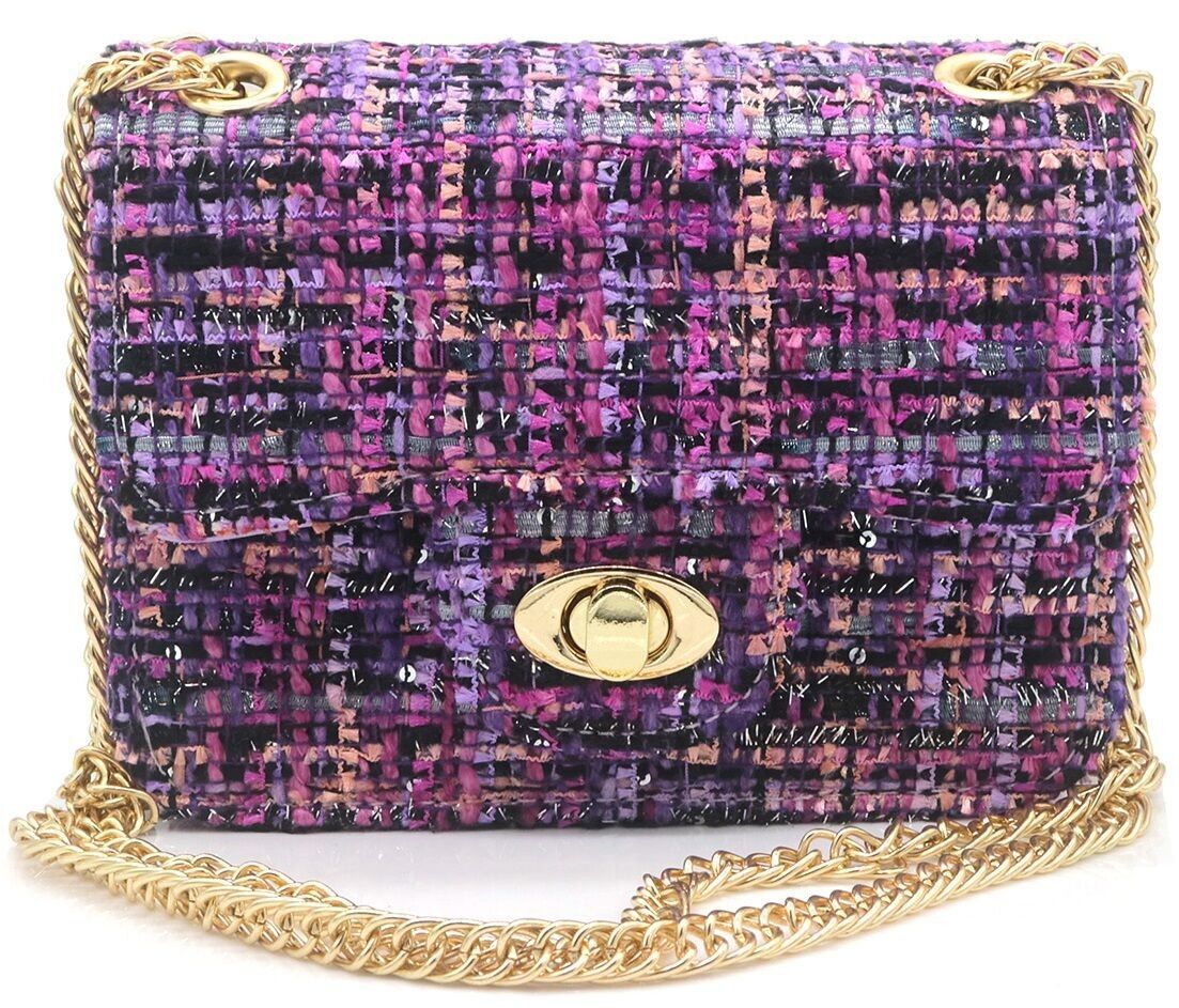 Q-E6.2 BAG911-002-4 Pu-Tasche mit Stoff 18.5x13.5x7cm Lila