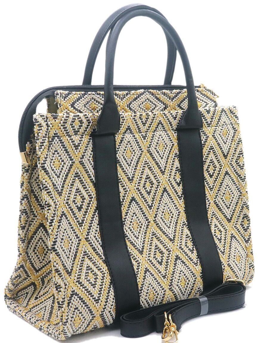 Y-D5.3 BAG1021-002-1 PU-Shopper-Tasche Glitzer 33x24.5x16cm Schwarz