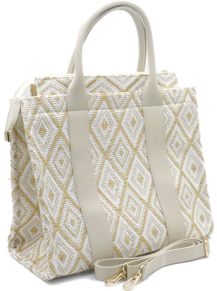 Z-A3.5 BAG1021-002-2 PU-Shopper-Tasche Glitzer 33x24.5x16cm Weiß