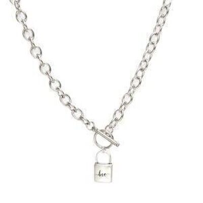 Collier chaîne cadenas argent