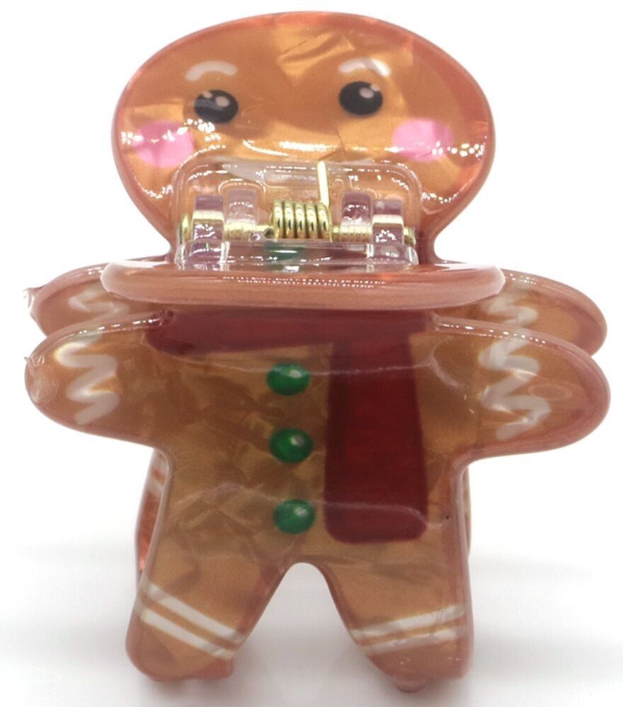 X-C9.2 H1038-023 Fermaglio per capelli a forma di omino di pan di zenzero natalizio 4 cm