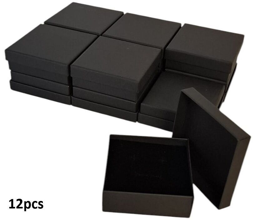 Z-E1.4 PK1032-008 Geschenkbox 9x9x3cm - Schwarz - 12 Stück
