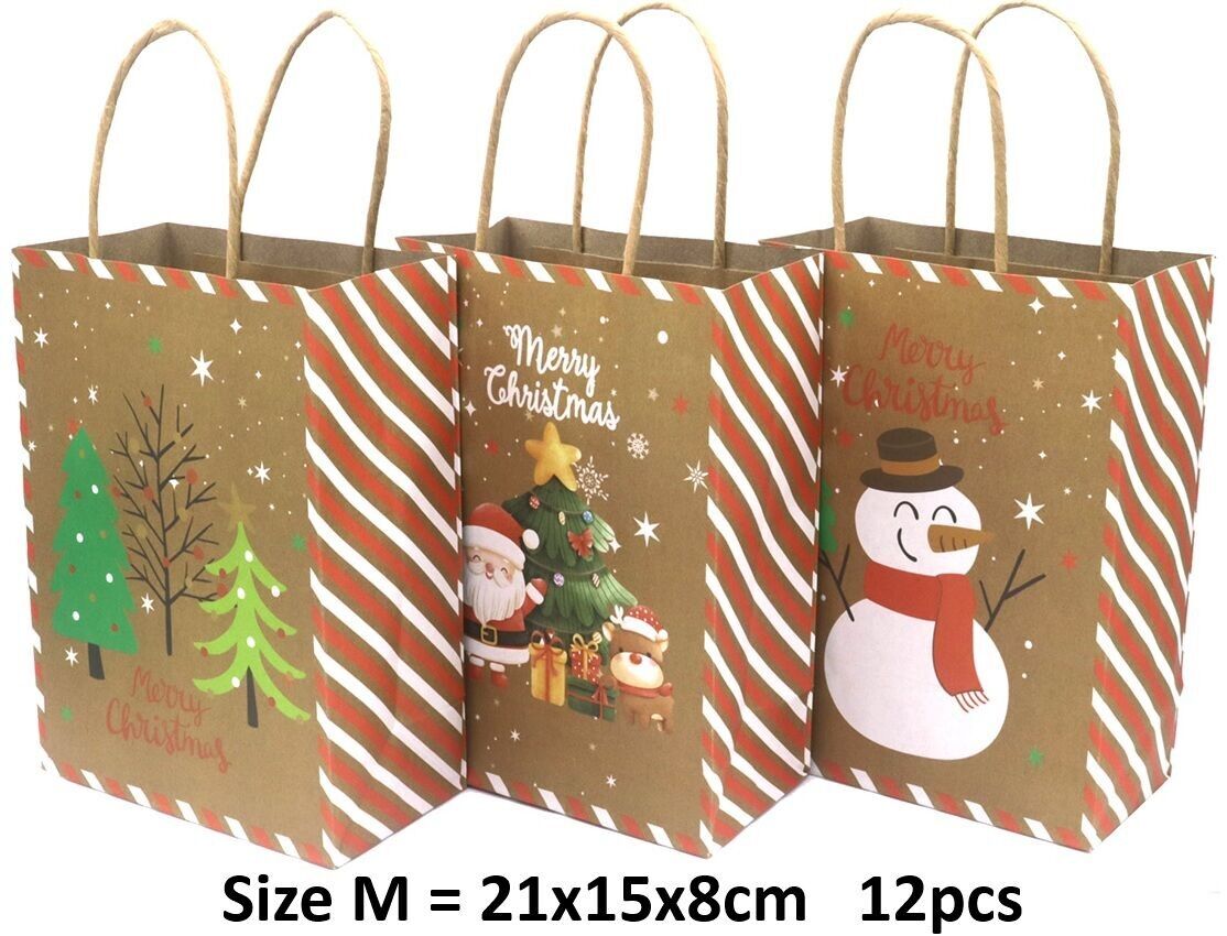 R-O7.2 PK1009-002M Papier-Geschenktüte Weihnachten 21x15x8cm - Gemischte Designs - 12 Stück