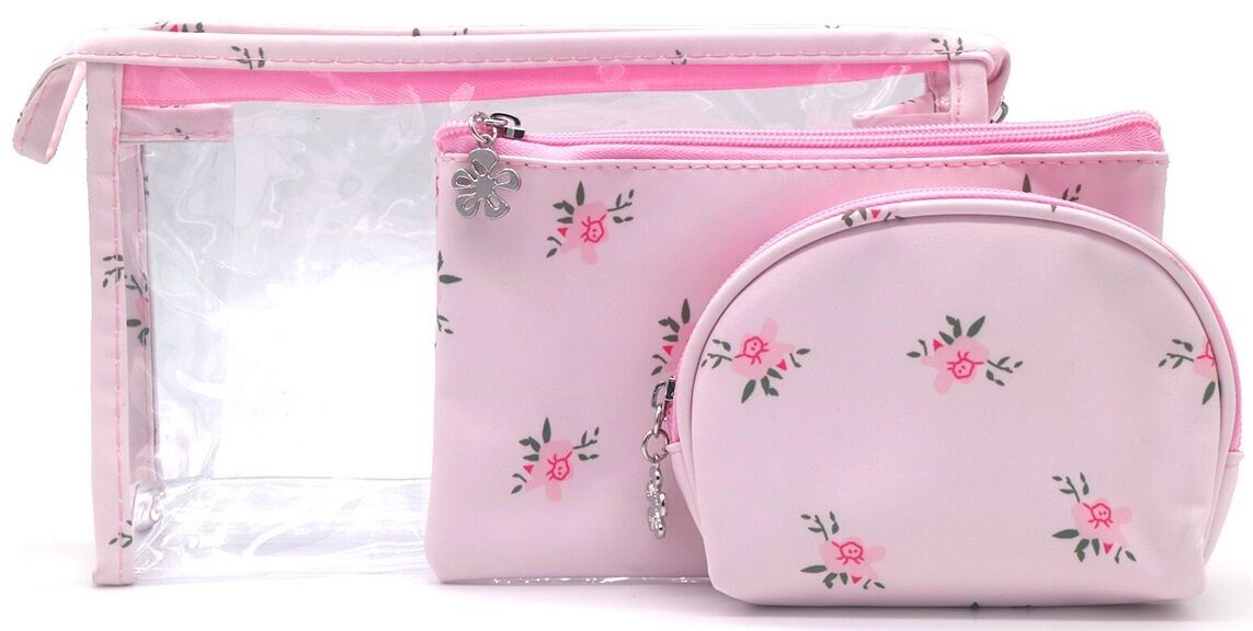 Q-I8.1 BAG1015-004-2 Make Up Bag Set 3 in 1 - 23.5x13.5x7cm
