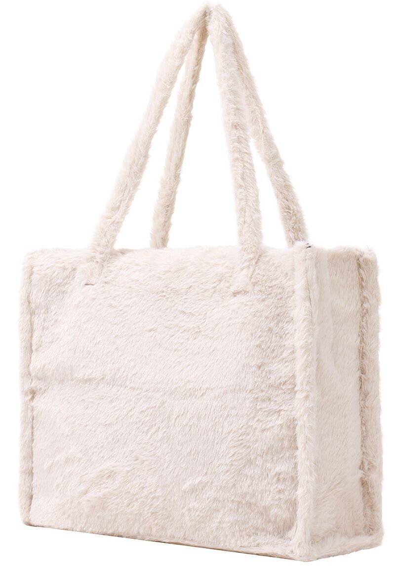 Y-B4.4 BAG1014-001-4 Bolso de compras de piel sintética esponjosa 36x29x13.5 cm blanco