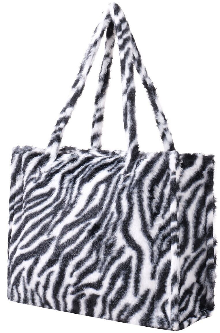 Z-E3.2  BAG1014-001-7 Fluffy Faux Fur Shopper 36x29x13.5cm Zebra