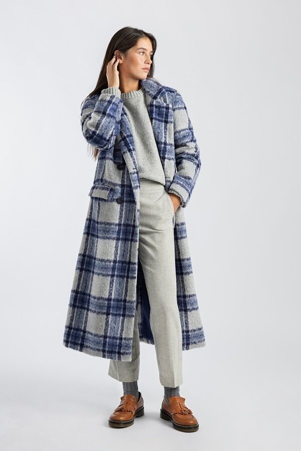 Manteau à carreaux croisé