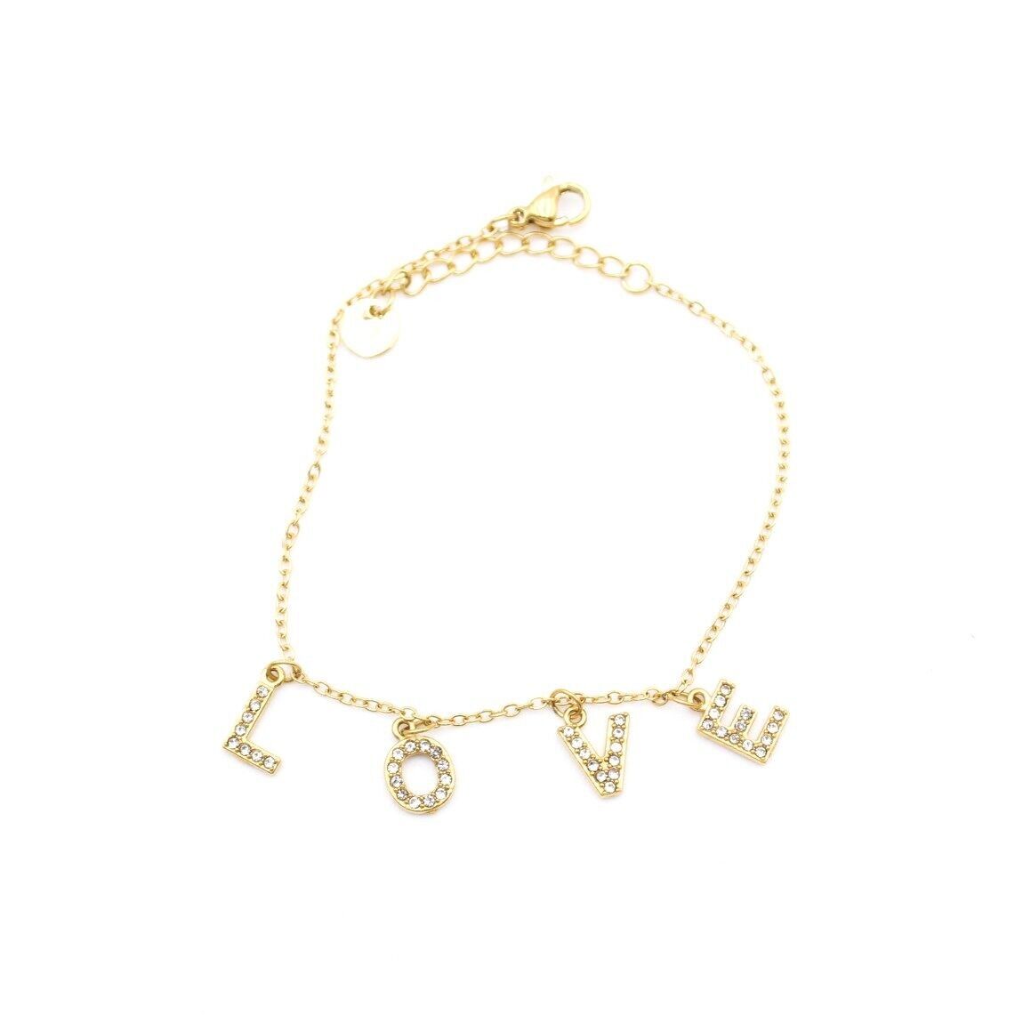 Stahlarmband mit LOVE-Strassbotschaft