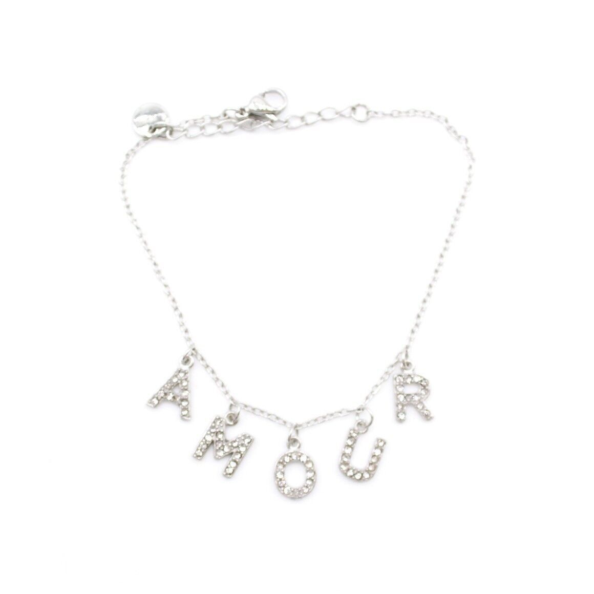 Stahlarmband mit Strass-Liebesbotschaft