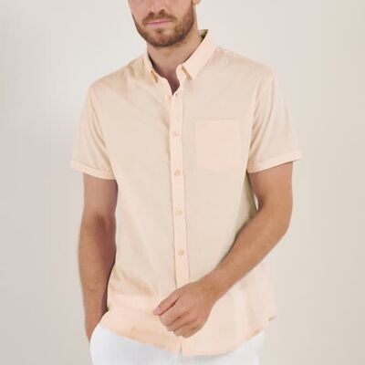 4794 Camicia in voile di cotone tinta unita, maniche corte
