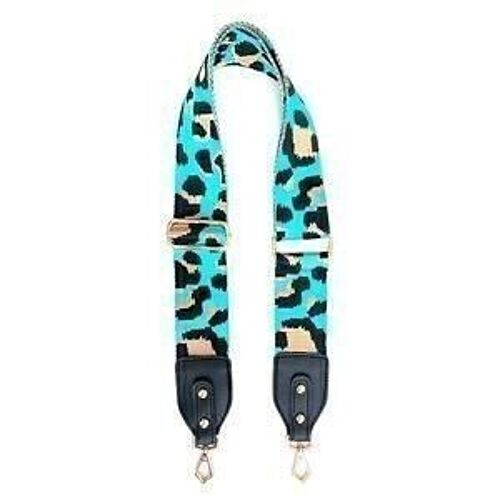 Bag strap turquoise leopard