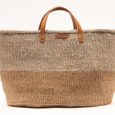 KAZA: Bolso shopper tejido bicolor marrón y gris
