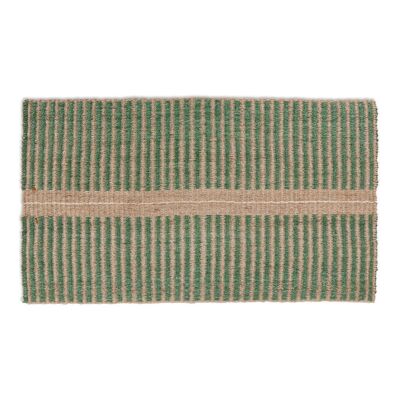 WAVU : Paillasson en sisal tissé à rayures vertes, naturelles et blanches