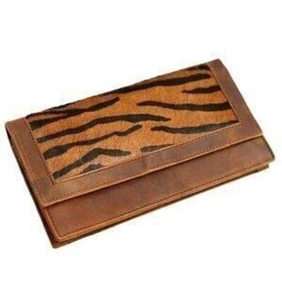 Leather fur wallet dark zebra