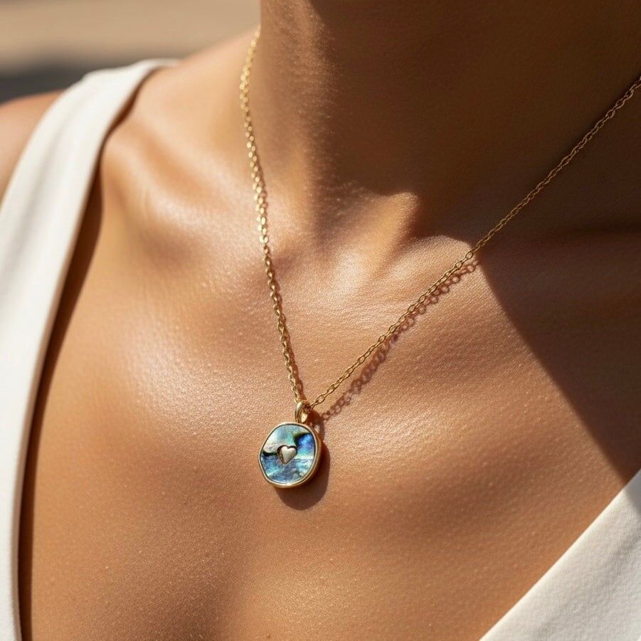 Collana cuore con conchiglia di abalone