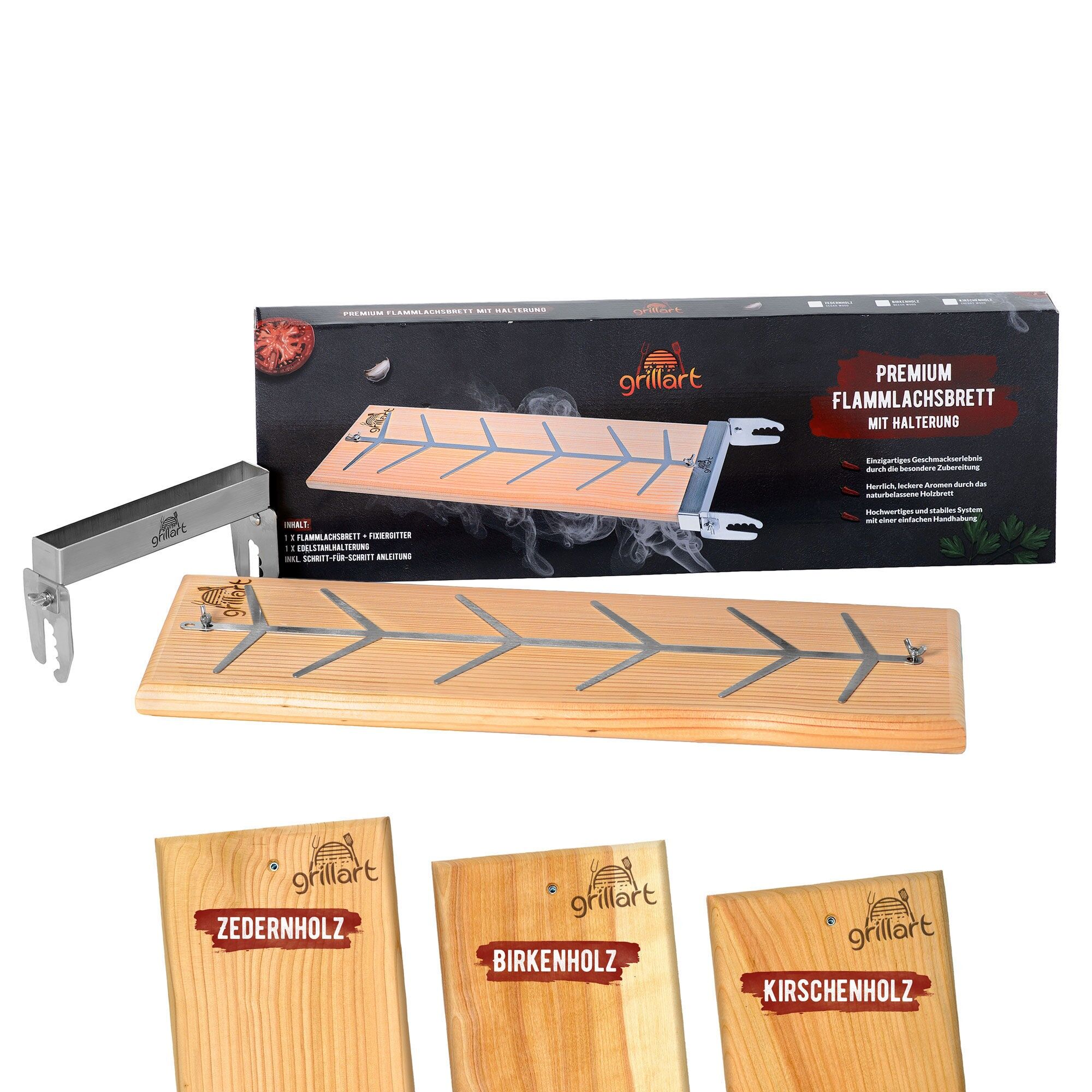 Tagliere di salmone alla griglia di alta qualità con supporto in acciaio inox per un delizioso salmone alla griglia