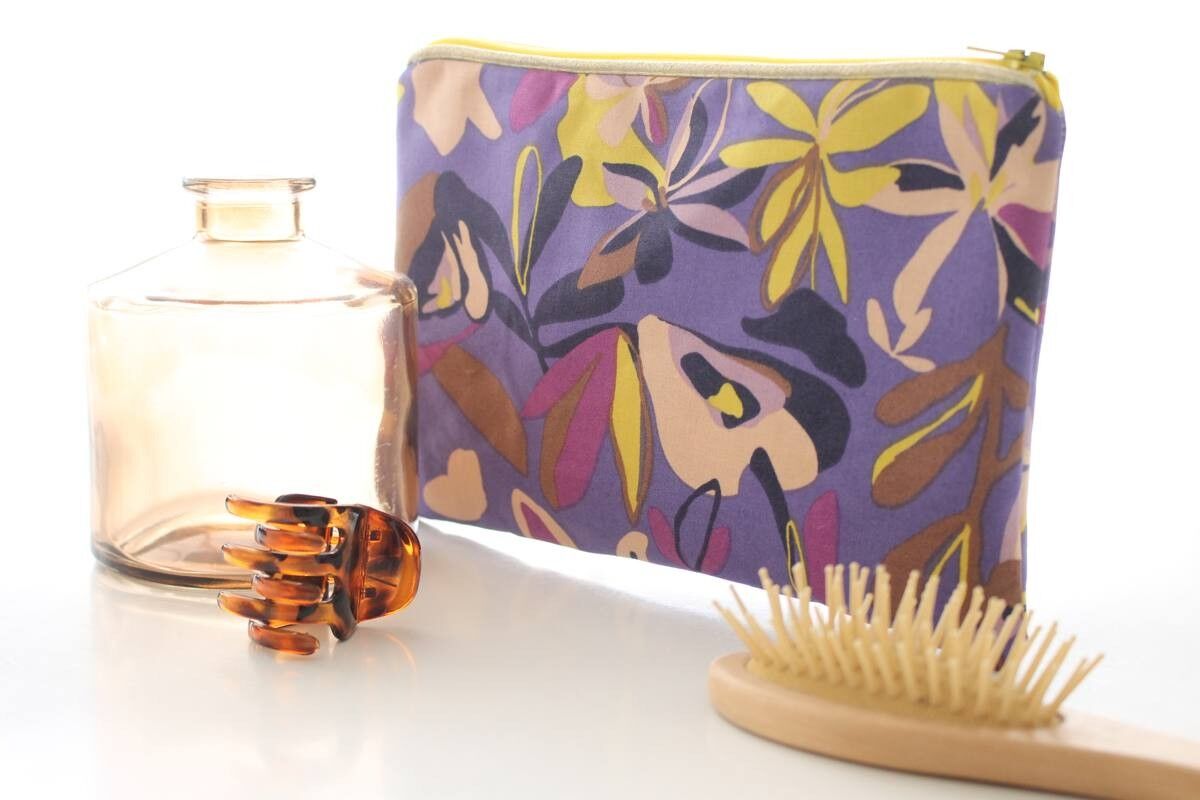 Pochette zippée Alna violette jaune