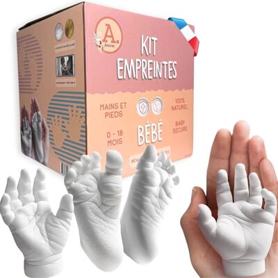 Kit empreinte main pied bébé en plâtre - 100% Made in France - ANCRER - 4 empreintes 0-18 mois