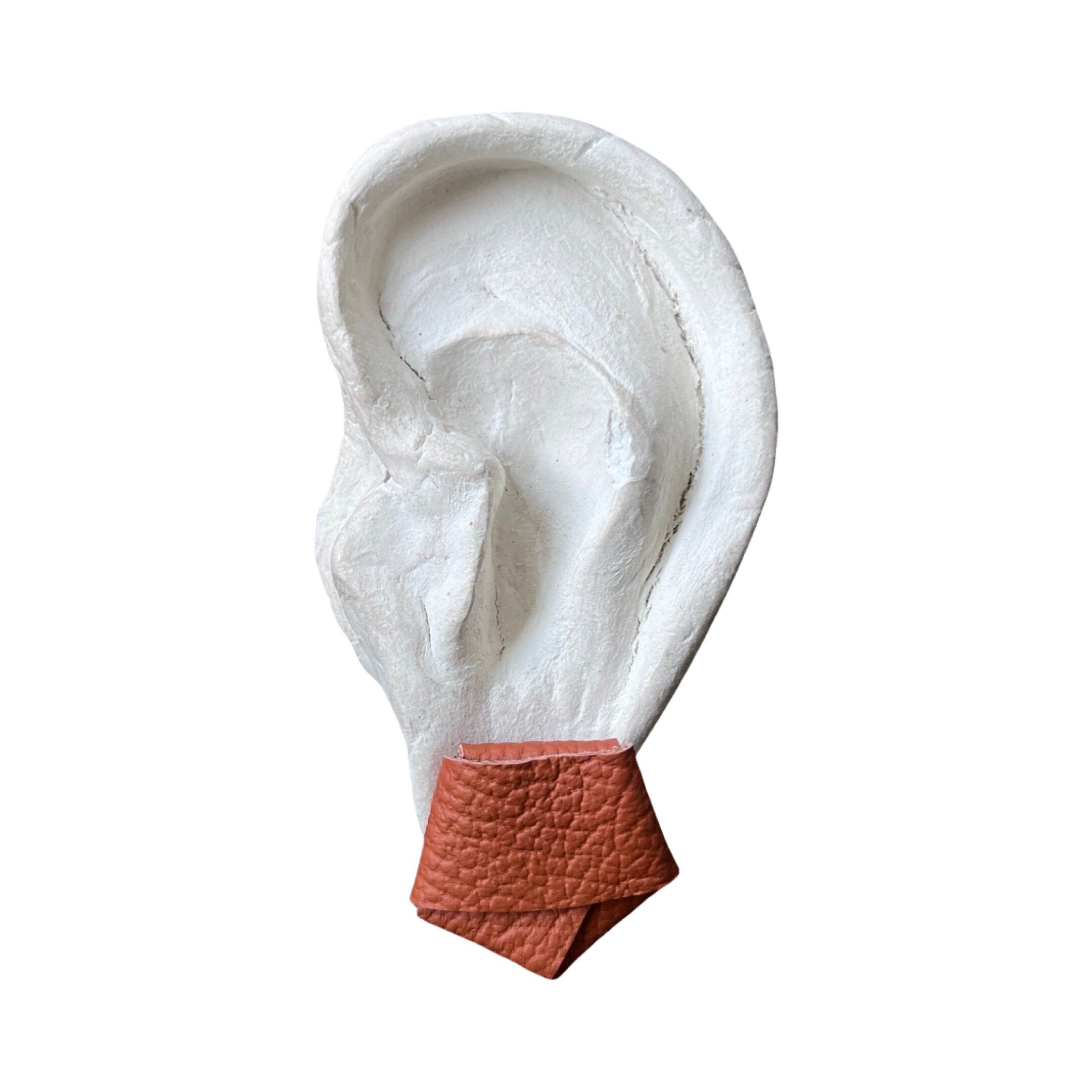 Origami Ohrstecker aus körnigem rostbraunem Leder