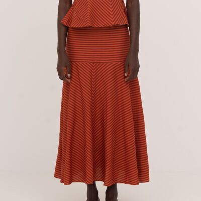 Colombina Red and Orange Striped Occasion Skirt