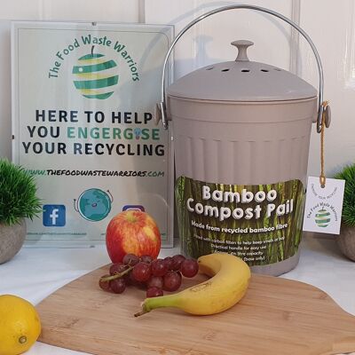 NEW Bamboo Fibre Kitchen Compost Caddy