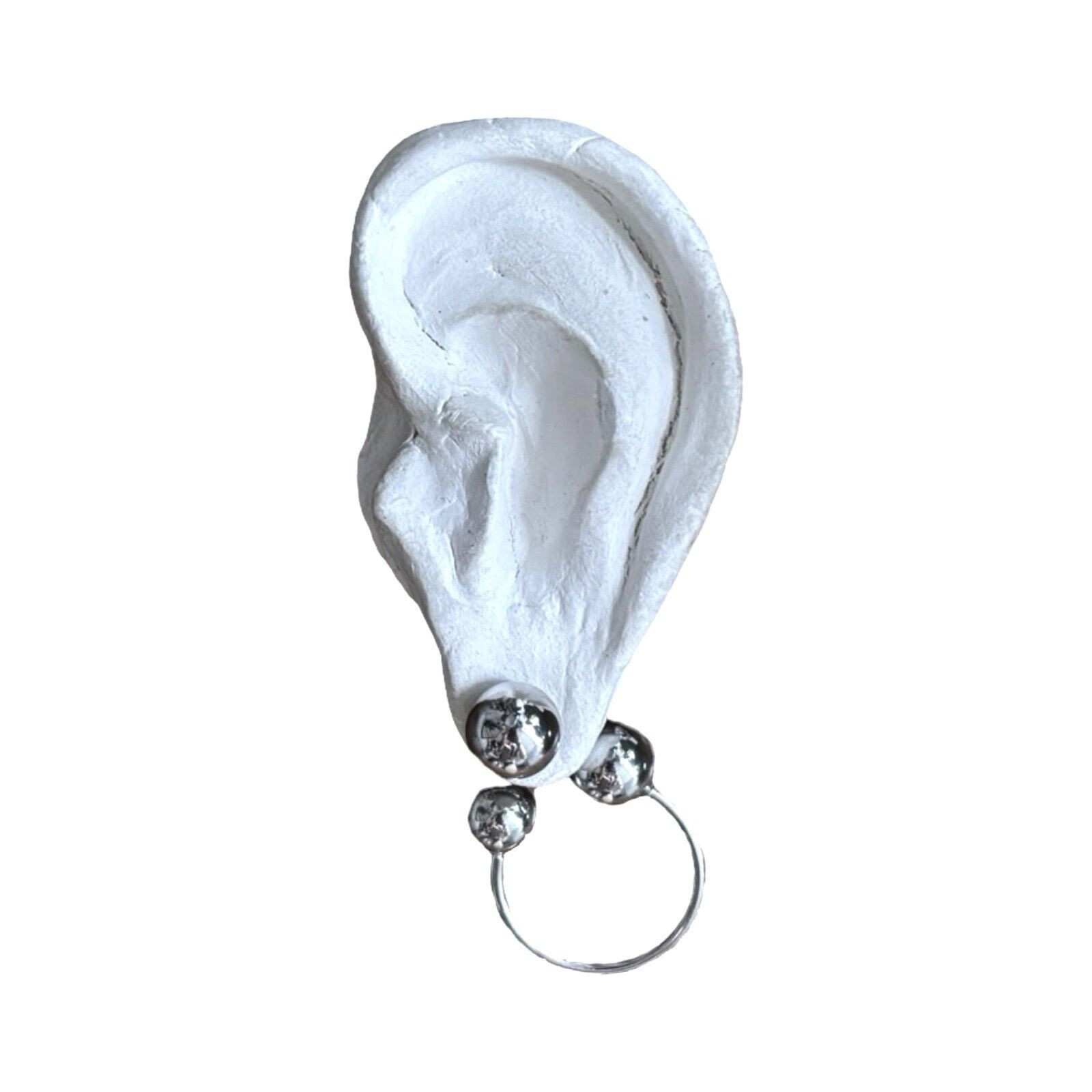 Silberne geometrische Kugel-Creolen