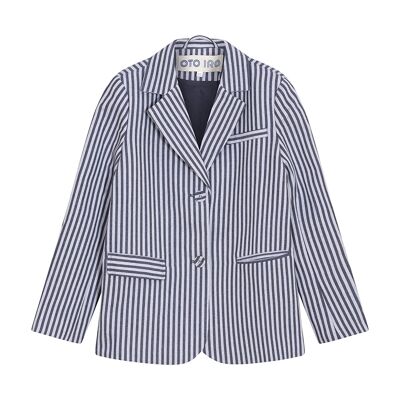 Blazer su misura a righe bianche e blu
