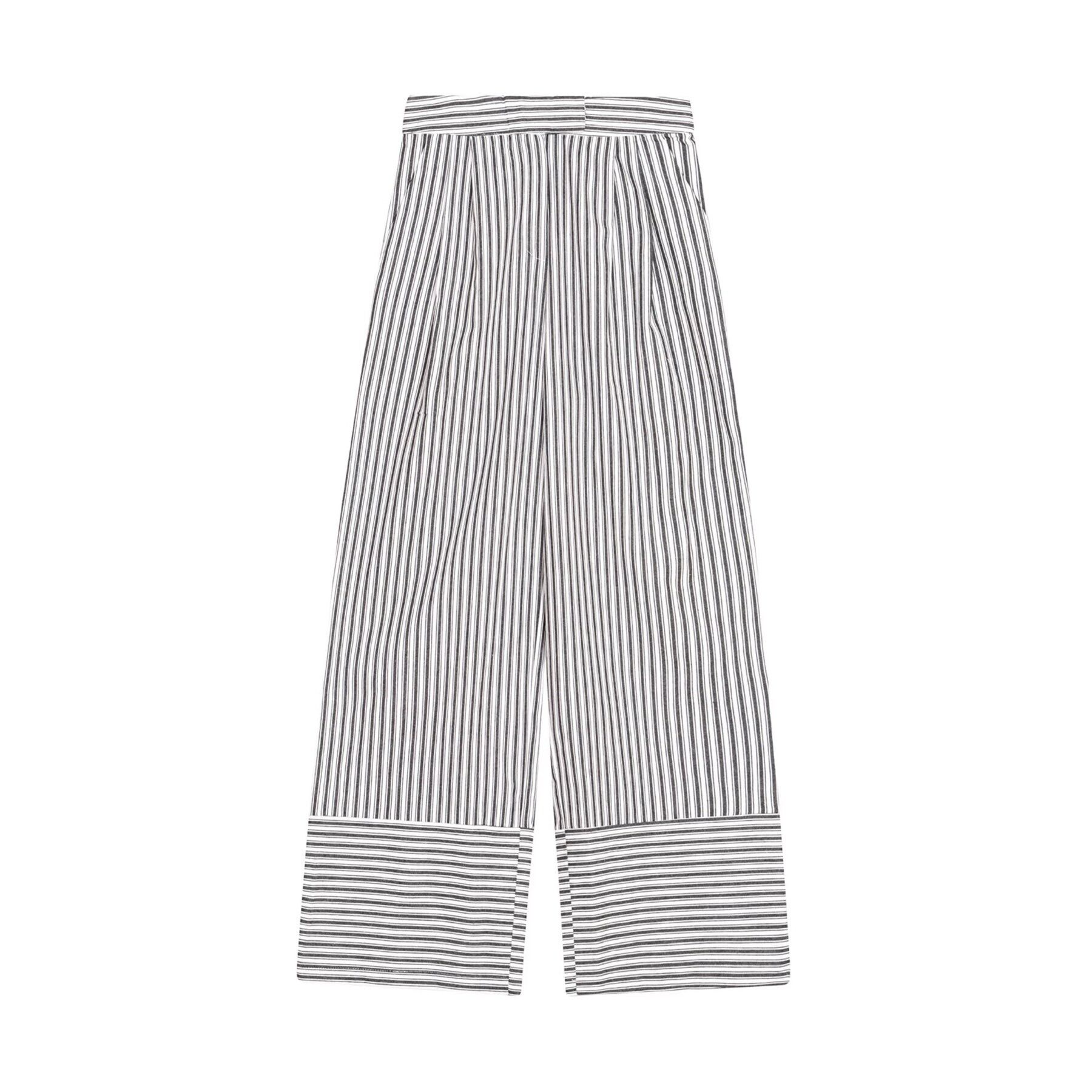 Black White Striped Wide Leg Trousers