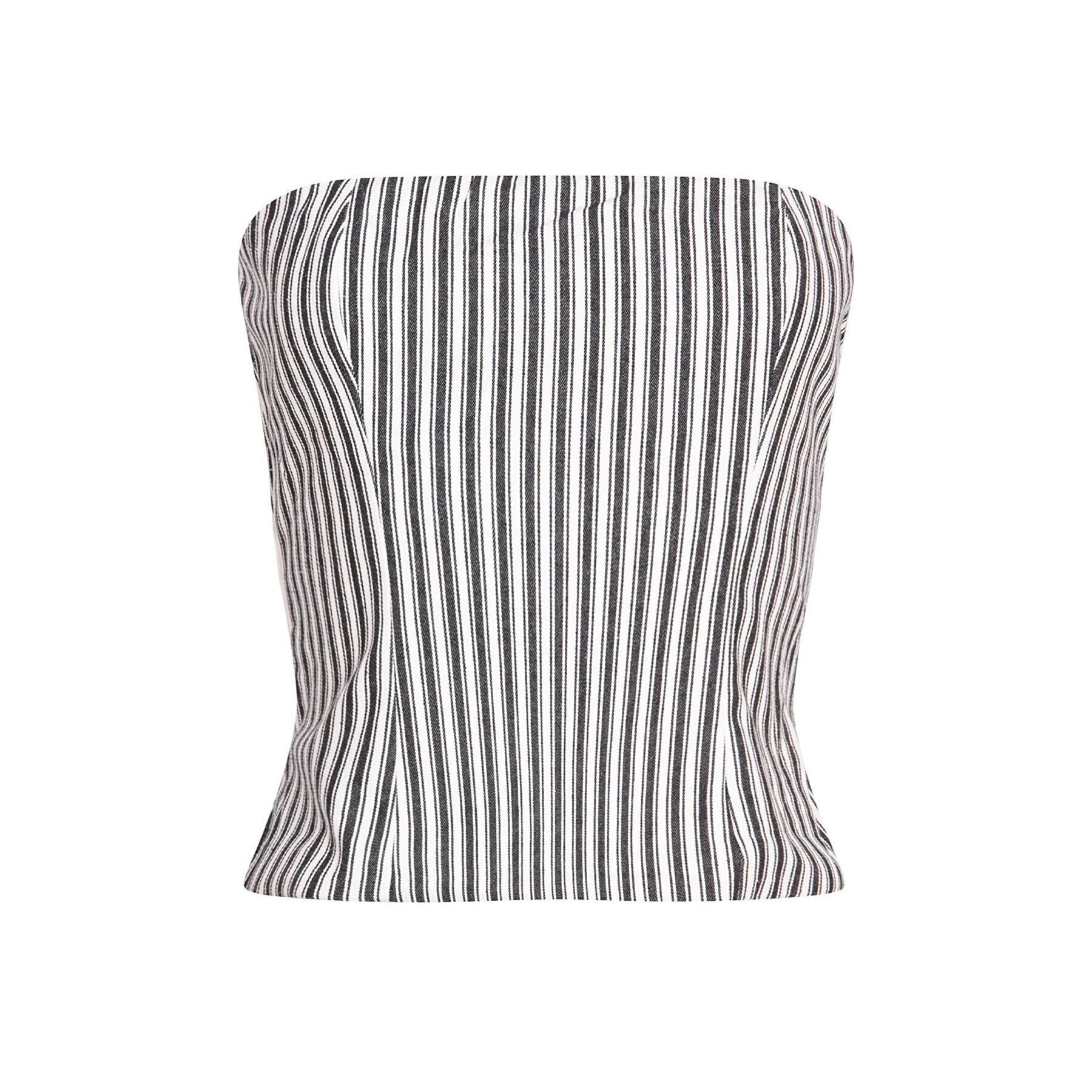 Schwarz-weiß gestreiftes trägerloses Korsett