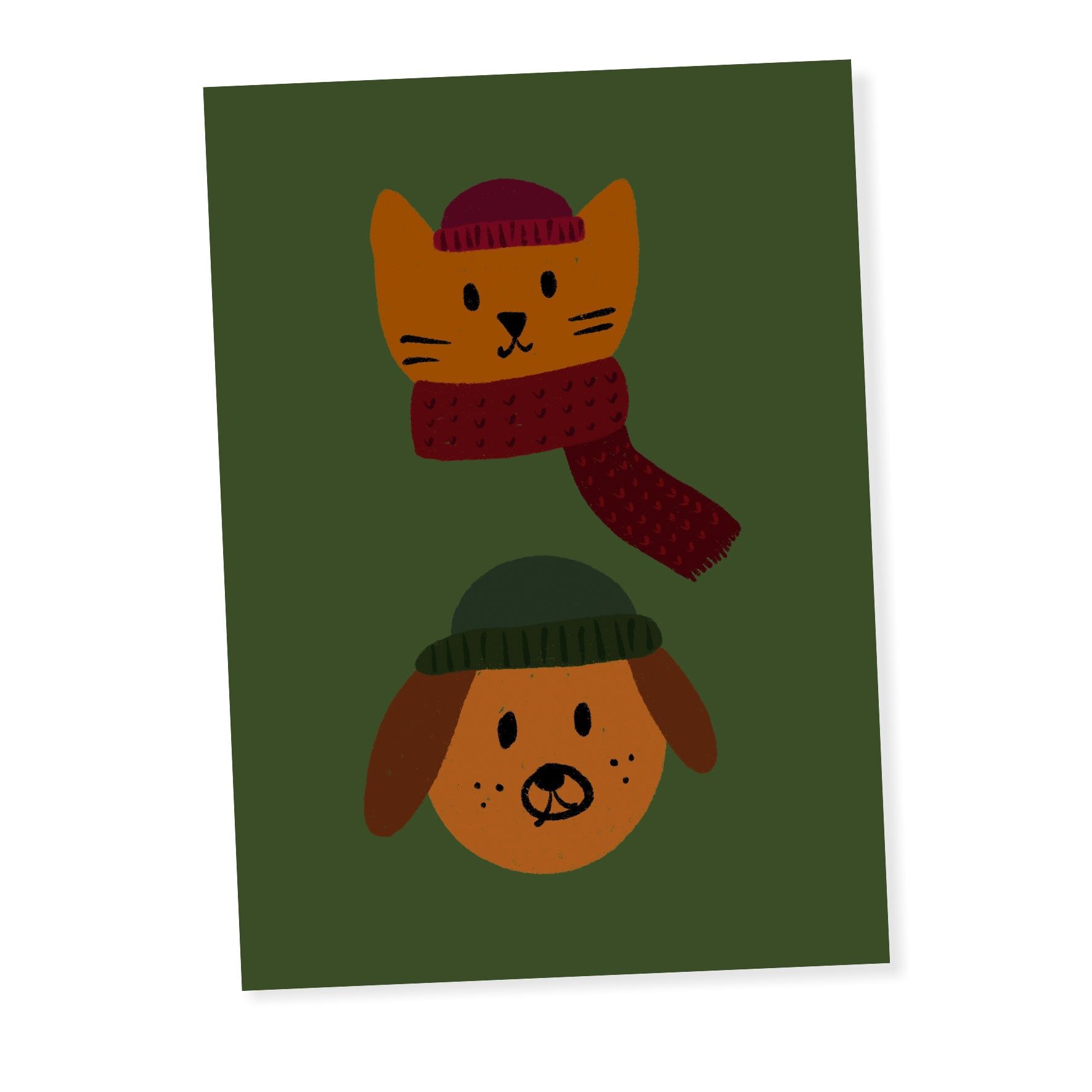 Postcard The Autumn Cat and Dog / A6 format