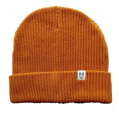 Bonnet en tricot - bio, équitable & vegan (brun rouille)