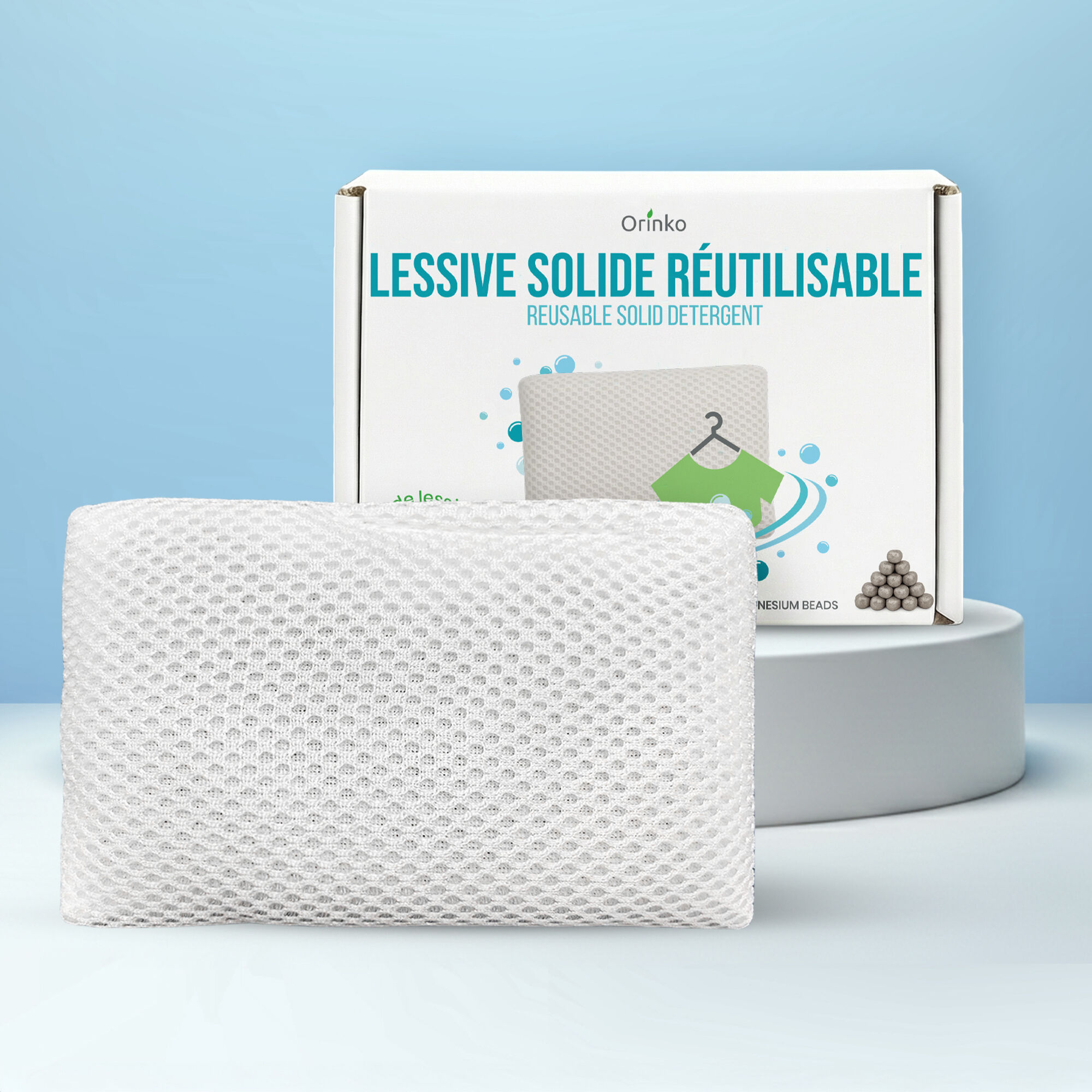 Lessive Écologique Réutilisable avec Billes de Magnésium – 350 Lavages – Sachet en Coton Lavable – Alternative Naturelle Zéro Déchet pour Lavage du Linge sans Détergent