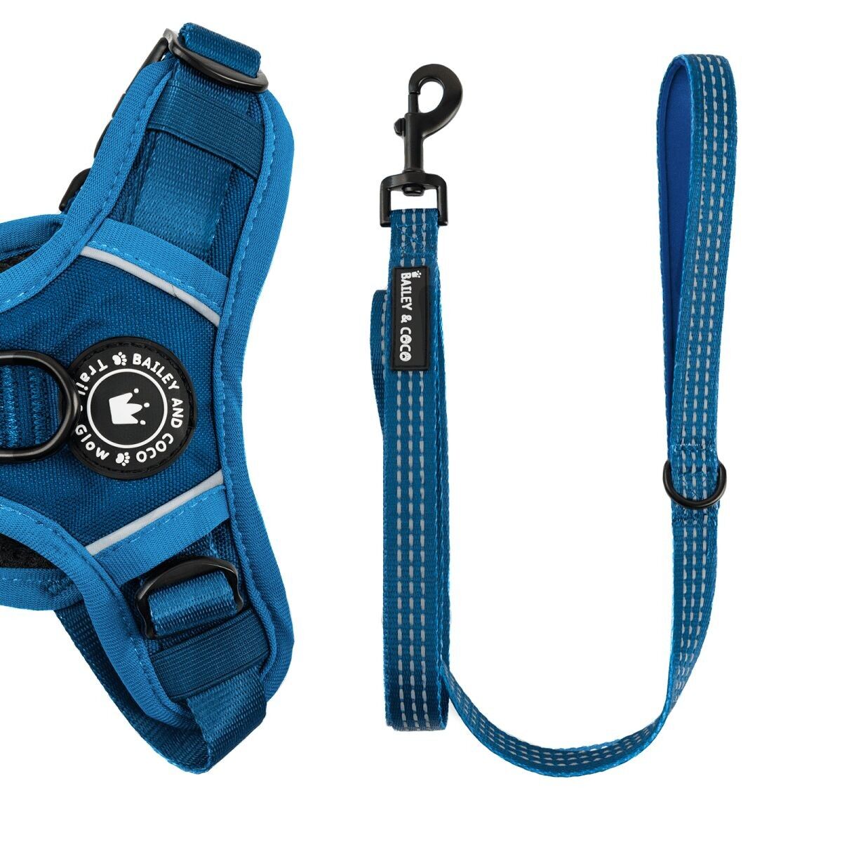 Correa de tela para perros Trail & Glow® de 1,5 m - Azul tinta