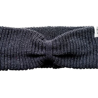Cerchietto lavorato a maglia - biologico, equo e vegano (nero-grigio screziato)