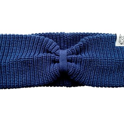 Cerchietto lavorato a maglia - biologico, equo e vegano (blu marino)