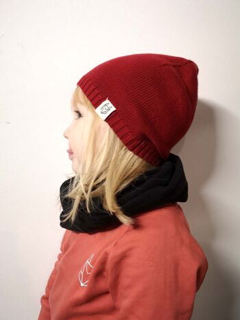 Bonnet enfant - bio, équitable & vegan (rouge) 2