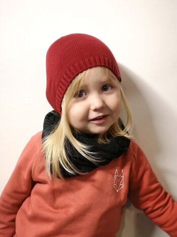 Bonnet enfant - bio, équitable & vegan (rouge) 3