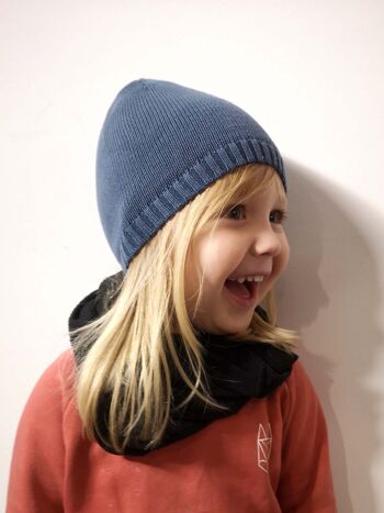 Bonnet enfant - bio, équitable & vegan (bleu) 3