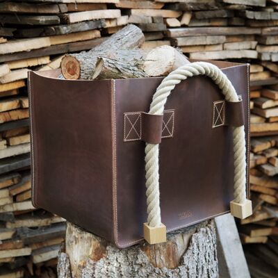 THEWO | "DeForest" firewood bag made of vegetable-tanned leather