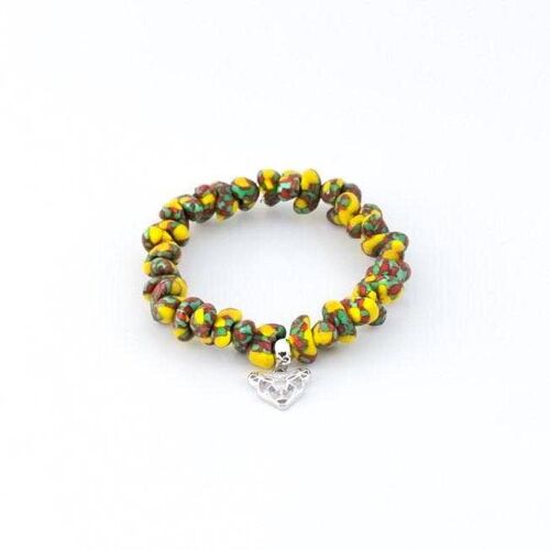 Felicia Handmade Glass Bead Stretch Bracelet with Charm